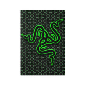 Обложка для паспорта матовая кожа с принтом RAZER в городе Новоалтайск, натуральная матовая кожа | размер 19,3 х 13,7 см; прозрачные пластиковые крепления | game | razer | texture | зеленый | игровое лого | игромания | игры | рэйзер | текстуры
