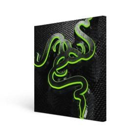 Холст квадратный с принтом RAZER в городе Новоалтайск, 100% ПВХ |  | game | razer | texture | зеленый | игровое лого | игромания | игры | рэйзер | текстуры