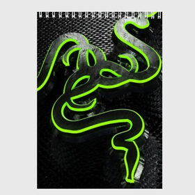 Скетчбук с принтом RAZER в городе Новоалтайск, 100% бумага
 | 48 листов, плотность листов — 100 г/м2, плотность картонной обложки — 250 г/м2. Листы скреплены сверху удобной пружинной спиралью | game | razer | texture | зеленый | игровое лого | игромания | игры | рэйзер | текстуры