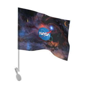 Флаг для автомобиля с принтом NASA в городе Новоалтайск, 100% полиэстер | Размер: 30*21 см | galaxy | nasa | nebula | space | star | абстракция | вселенная | галактика | звезда | звезды | космический | наса | планеты