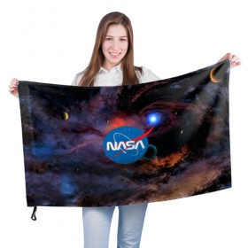 Флаг 3D с принтом NASA в городе Новоалтайск, 100% полиэстер | плотность ткани — 95 г/м2, размер — 67 х 109 см. Принт наносится с одной стороны | galaxy | nasa | nebula | space | star | абстракция | вселенная | галактика | звезда | звезды | космический | наса | планеты