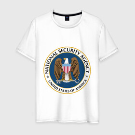 Мужская футболка хлопок с принтом NSA. National Security Agency в городе Новоалтайск, 100% хлопок | прямой крой, круглый вырез горловины, длина до линии бедер, слегка спущенное плечо. | agency | america | national | nsa | of | security | states | united | usa | агентство | америки | безопасности | национальной | разведывательное | соединённые | сообщество | сша | штаты