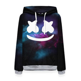 Женская толстовка 3D с принтом MARSHMELLO SPACE в городе Новоалтайск, 100% полиэстер  | двухслойный капюшон со шнурком для регулировки, мягкие манжеты на рукавах и по низу толстовки, спереди карман-кенгуру с мягким внутренним слоем. | dj | galaxy | marshmello | space | star
nebula | usa | абстракция | америка | вселенная | галактика | звезда | звезды | клубная музыка | космический | маршмелло | музыка | музыкант | планеты