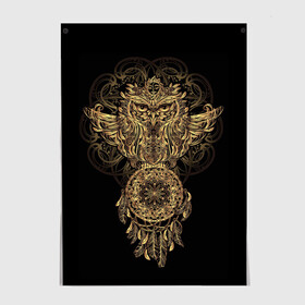 Постер с принтом Сова с ловцом в городе Новоалтайск, 100% бумага
 | бумага, плотность 150 мг. Матовая, но за счет высокого коэффициента гладкости имеет небольшой блеск и дает на свету блики, но в отличии от глянцевой бумаги не покрыта лаком | animal | catcher | dreams | ethnic | freedom | golden | indians | knowledge | owl | pattern | power | r | ritual | shaman | shamanism | totem | wind | wisdom | ветер | животное | знание | золотой | индейцы | ловец | мудрость | обряд | ритуал | свобода | с