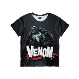Детская футболка 3D с принтом VENOM в городе Новоалтайск, 100% гипоаллергенный полиэфир | прямой крой, круглый вырез горловины, длина до линии бедер, чуть спущенное плечо, ткань немного тянется | comics | eddie brock | marvel | spider man | venom | веном | едди брок | едди брокк | комикс | марвел | марвэл | человек паук