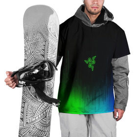Накидка на куртку 3D с принтом RAZER NEON в городе Новоалтайск, 100% полиэстер |  | game | razer | texture | зеленый | игровое лого | игромания | игры | рэйзер | текстуры