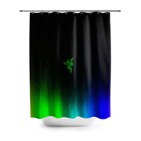 Штора 3D для ванной с принтом RAZER NEON в городе Новоалтайск, 100% полиэстер | плотность материала — 100 г/м2. Стандартный размер — 146 см х 180 см. По верхнему краю — пластиковые люверсы для креплений. В комплекте 10 пластиковых колец | game | razer | texture | зеленый | игровое лого | игромания | игры | рэйзер | текстуры