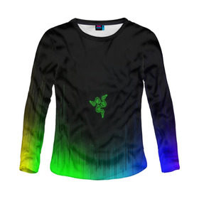 Женский лонгслив 3D с принтом RAZER NEON в городе Новоалтайск, 100% полиэстер | длинные рукава, круглый вырез горловины, полуприлегающий силуэт | game | razer | texture | зеленый | игровое лого | игромания | игры | рэйзер | текстуры