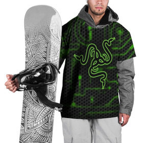 Накидка на куртку 3D с принтом RAZER CARBON в городе Новоалтайск, 100% полиэстер |  | game | razer | texture | зеленый | игровое лого | игромания | игры | рэйзер | текстуры
