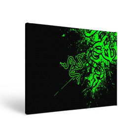 Холст прямоугольный с принтом RAZER в городе Новоалтайск, 100% ПВХ |  | game | razer | texture | зеленый | игровое лого | игромания | игры | рэйзер | текстуры