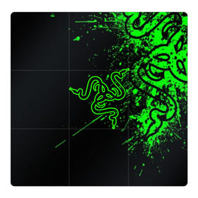 Магнитный плакат 3Х3 с принтом RAZER в городе Новоалтайск, Полимерный материал с магнитным слоем | 9 деталей размером 9*9 см | game | razer | texture | зеленый | игровое лого | игромания | игры | рэйзер | текстуры