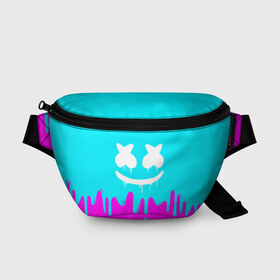 Поясная сумка 3D с принтом MARSHMELLO в городе Новоалтайск, 100% полиэстер | плотная ткань, ремень с регулируемой длиной, внутри несколько карманов для мелочей, основное отделение и карман с обратной стороны сумки застегиваются на молнию | colors | dj | marshmello | paints | usa | америка | брызги | клубная музыка | краска | маршмелло | музыка | музыкант