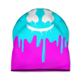 Шапка 3D с принтом MARSHMELLO в городе Новоалтайск, 100% полиэстер | универсальный размер, печать по всей поверхности изделия | colors | dj | marshmello | paints | usa | америка | брызги | клубная музыка | краска | маршмелло | музыка | музыкант