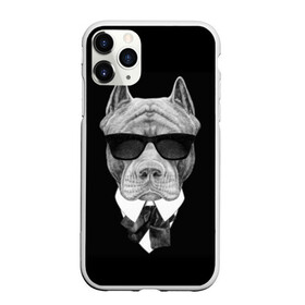 Чехол для iPhone 11 Pro Max матовый с принтом Питбуль в городе Новоалтайск, Силикон |  | Тематика изображения на принте: animals | black | black and white | cool | dog | fight | gentleman | head | illustration | pitbull | swag | white | авторитет | белая | бойцовый | галстук бабочка | голова | джентльмен | животные | иллюстрация | костюм | крутой | очки | 