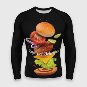 Мужской рашгард 3D с принтом Гамбургер в городе Новоалтайск,  |  | bun | cheese | cucumber | explosion | hamburger | ingredients | inscription | ketchup | meat | onion | salad | sesame | share | tomato | tomatoes | булочка | взрыв | гамбургер | доля | ингредиенты | кетчуп | кунжут | лук | мясо | надпись | огурец | помидо