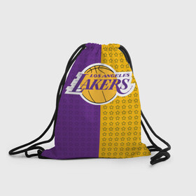 Рюкзак-мешок 3D с принтом Lakers (1) в городе Новоалтайск, 100% полиэстер | плотность ткани — 200 г/м2, размер — 35 х 45 см; лямки — толстые шнурки, застежка на шнуровке, без карманов и подкладки | ball | basket | basketball | kobu | lakers | lebron | los angeles | баскетбол | коюи | леброн | лейкерс | лос анджелис