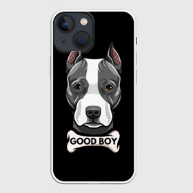 Чехол для iPhone 13 mini с принтом Стаффордширский терьер в городе Новоалтайск,  |  | animal | bone | breed | dog | fight | head | inscription | look | muzzle | staffordshire | terrier | бойцовая | взгляд | голова | животное | кость | надпись | порода | собака | стаффордширский | терьер