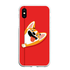 Чехол для iPhone XS Max матовый с принтом Вельш Корги Пемброк в городе Новоалтайск, Силикон | Область печати: задняя сторона чехла, без боковых панелей | Тематика изображения на принте: animal | breed | corgi | dog | funny | illustration | looks | pembroke | shows | tongue | welsh | вельш | выглядывает | животное | иллюстрация | корги | пемброк | показывает | порода | смешная | собака | язык