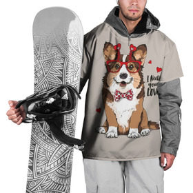 Накидка на куртку 3D с принтом I need your love в городе Новоалтайск, 100% полиэстер |  | animal | bow tie | breed | corgi | cute | dog | funny | hearts | holiday | pembroke | polka dot | red | saint | valentine | валентина | вельш корги | галстук бабочка | горошек | день | животное | красный | любовь | милая | очки | пемброк | пород