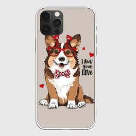 Чехол для iPhone 12 Pro Max с принтом I need your love в городе Новоалтайск, Силикон |  | animal | bow tie | breed | corgi | cute | dog | funny | hearts | holiday | pembroke | polka dot | red | saint | valentine | валентина | вельш корги | галстук бабочка | горошек | день | животное | красный | любовь | милая | очки | пемброк | пород