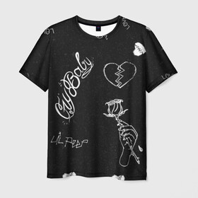 Мужская футболка 3D с принтом LIl Peep (Broken) в городе Новоалтайск, 100% полиэфир | прямой крой, круглый вырез горловины, длина до линии бедер | Тематика изображения на принте: baby | broken | cry | lil | lil peep | peep | rap | rose | лил | лил пип | пип | реп | роза | сердце
