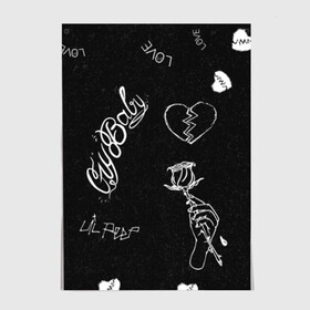 Постер с принтом LIl Peep (Broken) в городе Новоалтайск, 100% бумага
 | бумага, плотность 150 мг. Матовая, но за счет высокого коэффициента гладкости имеет небольшой блеск и дает на свету блики, но в отличии от глянцевой бумаги не покрыта лаком | baby | broken | cry | lil | lil peep | peep | rap | rose | лил | лил пип | пип | реп | роза | сердце
