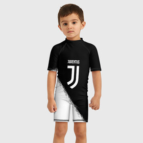 Детский купальный костюм 3D с принтом JUVENTUS в городе Новоалтайск, Полиэстер 85%, Спандекс 15% | застежка на молнии на спине | italia | juve | juventus | sport | италия | спорт | спортивная форма | футбол | футбольный | чемпионат | ювентус