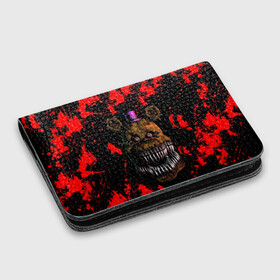 Картхолдер с принтом с принтом Five Nights At Freddy's в городе Новоалтайск, натуральная матовая кожа | размер 7,3 х 10 см; кардхолдер имеет 4 кармана для карт; | 5 ночей с фредди | five nights at freddys | foxy | аниматроники | игра | компьютерная игра | робот | фокси | фредди | фреди | чика
