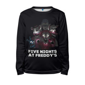 Детский лонгслив 3D с принтом Five Nights At Freddys в городе Новоалтайск, 100% полиэстер | длинные рукава, круглый вырез горловины, полуприлегающий силуэт
 | 5 ночей с фредди | five nights at freddys | foxy | аниматроники | игра | компьютерная игра | робот | фокси | фредди | фреди | чика