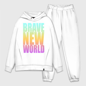 Мужской костюм хлопок OVERSIZE с принтом Brave New World в городе Новоалтайск,  |  | антиутопия | дивный | желтый | книга | мир | надпись | новый | олдос | рассвет | розовый | хаксли | цитата
