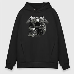 Мужское худи Oversize хлопок с принтом Metallica в городе Новоалтайск, френч-терри — 70% хлопок, 30% полиэстер. Мягкий теплый начес внутри —100% хлопок | боковые карманы, эластичные манжеты и нижняя кромка, капюшон на магнитной кнопке | metal | metallica | music | skull | thrash metal | underground | музыка | трэш металл | череп
