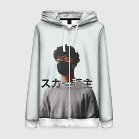Женская толстовка 3D на молнии с принтом Scarlxrd в городе Новоалтайск, 100% полиэстер | длина до линии бедра, манжеты и пояс оформлены мягкой тканевой резинкой, двухслойный капюшон со шнурком для регулировки, спереди молния, по бокам два кармана | cкриминг | heart attack | hip hap | rap | scarlxrd | scream | trap | иероглифы | лодр | метал | музыка | репер | скар | скарлорд | скрим | трэп | хип хоп | японский