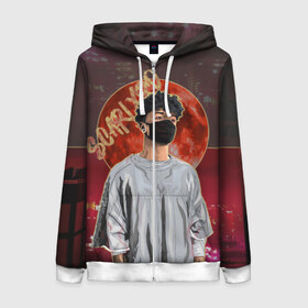 Женская толстовка 3D на молнии с принтом Scarlxrd (Blood Moon) в городе Новоалтайск, 100% полиэстер | длина до линии бедра, манжеты и пояс оформлены мягкой тканевой резинкой, двухслойный капюшон со шнурком для регулировки, спереди молния, по бокам два кармана | cкриминг | heart attack | hip hap | rap | scarlxrd | scream | trap | иероглифы | лодр | метал | музыка | репер | скар | скарлорд | скрим | трэп | хип хоп | японский