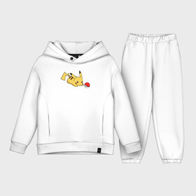 Детский костюм хлопок Oversize с принтом Пикачу и Покебол в городе Новоалтайск,  |  | detective pikachu | pikachu | pokeball | pokemon | детектив пикачу | пикачу | покебол | покемон