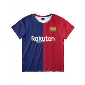 Детская футболка 3D с принтом Messi home v3 19-20 в городе Новоалтайск, 100% гипоаллергенный полиэфир | прямой крой, круглый вырез горловины, длина до линии бедер, чуть спущенное плечо, ткань немного тянется | 