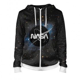 Женская толстовка 3D на молнии с принтом NASA в городе Новоалтайск, 100% полиэстер | длина до линии бедра, манжеты и пояс оформлены мягкой тканевой резинкой, двухслойный капюшон со шнурком для регулировки, спереди молния, по бокам два кармана | galaxy | nasa | nebula | space | star | абстракция | вселенная | галактика | звезда | звезды | космический | наса | планеты