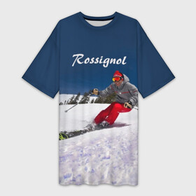 Платье-футболка 3D с принтом Rossignol в городе Новоалтайск,  |  | france | movement | rossignol | snow | speed | вершина | горные лыжи | горы | движение | скорость | снег | франция