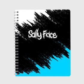 Тетрадь с принтом SALLY FACE в городе Новоалтайск, 100% бумага | 48 листов, плотность листов — 60 г/м2, плотность картонной обложки — 250 г/м2. Листы скреплены сбоку удобной пружинной спиралью. Уголки страниц и обложки скругленные. Цвет линий — светло-серый
 | face | game | horror | larry | sally | sally face | sanity s fall | брызги | игра | краски | ларри | мальчик с протезом | салли | салли фейс | ужасы