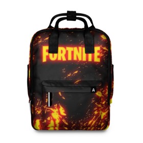 Женский рюкзак 3D с принтом FORTNITE FIRE STORM в городе Новоалтайск, 100% полиэстер | лямки с регулируемой длиной, сверху ручки, чтобы рюкзак нести как сумку. Основное отделение закрывается на молнию, как и внешний карман. Внутри два дополнительных кармана, один из которых закрывается на молнию. По бокам два дополнительных кармашка, куда поместится маленькая бутылочка
 | Тематика изображения на принте: 2019 | armor | armour | cybersport | esport | fire | flame | fortnite | game | llama | logo | броня | игра | киберспорт | лама | огонь | фиолетовый | фирменные цвета | фортнайт