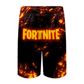 Детские спортивные шорты 3D с принтом FORTNITE FIRE STORM в городе Новоалтайск,  100% полиэстер
 | пояс оформлен широкой мягкой резинкой, ткань тянется
 | Тематика изображения на принте: 2019 | armor | armour | cybersport | esport | fire | flame | fortnite | game | llama | logo | броня | игра | киберспорт | лама | огонь | фиолетовый | фирменные цвета | фортнайт