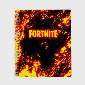Тетрадь с принтом FORTNITE FIRE STORM в городе Новоалтайск, 100% бумага | 48 листов, плотность листов — 60 г/м2, плотность картонной обложки — 250 г/м2. Листы скреплены сбоку удобной пружинной спиралью. Уголки страниц и обложки скругленные. Цвет линий — светло-серый
 | 2019 | armor | armour | cybersport | esport | fire | flame | fortnite | game | llama | logo | броня | игра | киберспорт | лама | огонь | фиолетовый | фирменные цвета | фортнайт