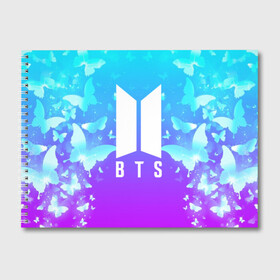 Альбом для рисования с принтом BTS BUTTERFLIES в городе Новоалтайск, 100% бумага
 | матовая бумага, плотность 200 мг. | Тематика изображения на принте: bangtan boys | bt21 | bts | bts army | bts stickers | butterflies | j hope | jimin | jin | jungkook | k pop | rap monster | rapmon | suga | v | бабочки | бтс | корея | стикеры bts