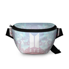 Поясная сумка 3D с принтом BTS BUTTERFLIES в городе Новоалтайск, 100% полиэстер | плотная ткань, ремень с регулируемой длиной, внутри несколько карманов для мелочей, основное отделение и карман с обратной стороны сумки застегиваются на молнию | bangtan boys | bt21 | bts | bts army | bts stickers | butterflies | j hope | jimin | jin | jungkook | k pop | rap monster | rapmon | suga | v | бабочки | бтс | корея | стикеры bts