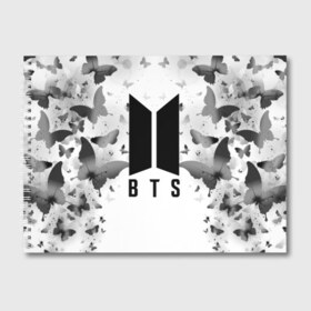Альбом для рисования с принтом BTS BUTTERFLIES в городе Новоалтайск, 100% бумага
 | матовая бумага, плотность 200 мг. | Тематика изображения на принте: bangtan boys | bt21 | bts | bts army | bts stickers | butterflies | j hope | jimin | jin | jungkook | k pop | rap monster | rapmon | suga | v | бабочки | бтс | корея | стикеры bts