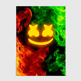 Постер с принтом MARSHMELLO TOXIC | МАРШМЕЛЛО ТОКСИК  в городе Новоалтайск, 100% бумага
 | бумага, плотность 150 мг. Матовая, но за счет высокого коэффициента гладкости имеет небольшой блеск и дает на свету блики, но в отличии от глянцевой бумаги не покрыта лаком | dj | fire | flame | marshmello | toxic flame | usa | америка | клубная музыка | маршмелло | музыка | музыкант | огонь