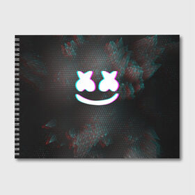 Альбом для рисования с принтом MARSHMELLO GLITCH МАРШМЕЛЛО ГЛИТЧ в городе Новоалтайск, 100% бумага
 | матовая бумага, плотность 200 мг. | Тематика изображения на принте: dj | glitch | marshmello | usa | америка | глитч | клубная музыка | маршмелло | музыка | музыкант