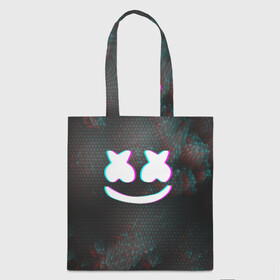 Шоппер 3D с принтом MARSHMELLO GLITCH / МАРШМЕЛЛО ГЛИТЧ в городе Новоалтайск, 100% полиэстер | Плотность: 200 г/м2; Размер: 34×35 см; Высота лямок: 30 см | dj | glitch | marshmello | usa | америка | глитч | клубная музыка | маршмелло | музыка | музыкант
