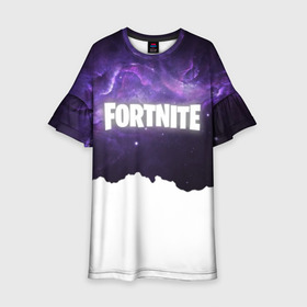 Детское платье 3D с принтом FORTNITE SPACE в городе Новоалтайск, 100% полиэстер | прямой силуэт, чуть расширенный к низу. Круглая горловина, на рукавах — воланы | Тематика изображения на принте: 2019 | armor | colors | cybersport | esport | fortnite | galaxy | game | llama | logo | paints | space | абстракция | броня | вселенная | галактика | звезда | звезды | игра | киберспорт | космическ