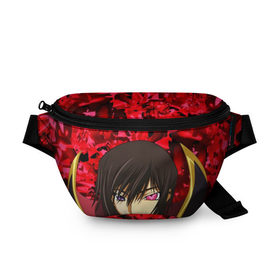 Поясная сумка 3D с принтом GODE GEASS. в городе Новоалтайск, 100% полиэстер | плотная ткань, ремень с регулируемой длиной, внутри несколько карманов для мелочей, основное отделение и карман с обратной стороны сумки застегиваются на молнию | абстракция | аниме | код гиас | лелуш британский | лелуш ламберг | лелуш ламперуж | текстура