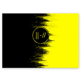Поздравительная открытка с принтом Twenty One Pilots 7 в городе Новоалтайск, 100% бумага | плотность бумаги 280 г/м2, матовая, на обратной стороне линовка и место для марки
 | abstract | one pilots | twenty one | twenty one pilots | желтый | твенти ван | твенти ван пайлотс